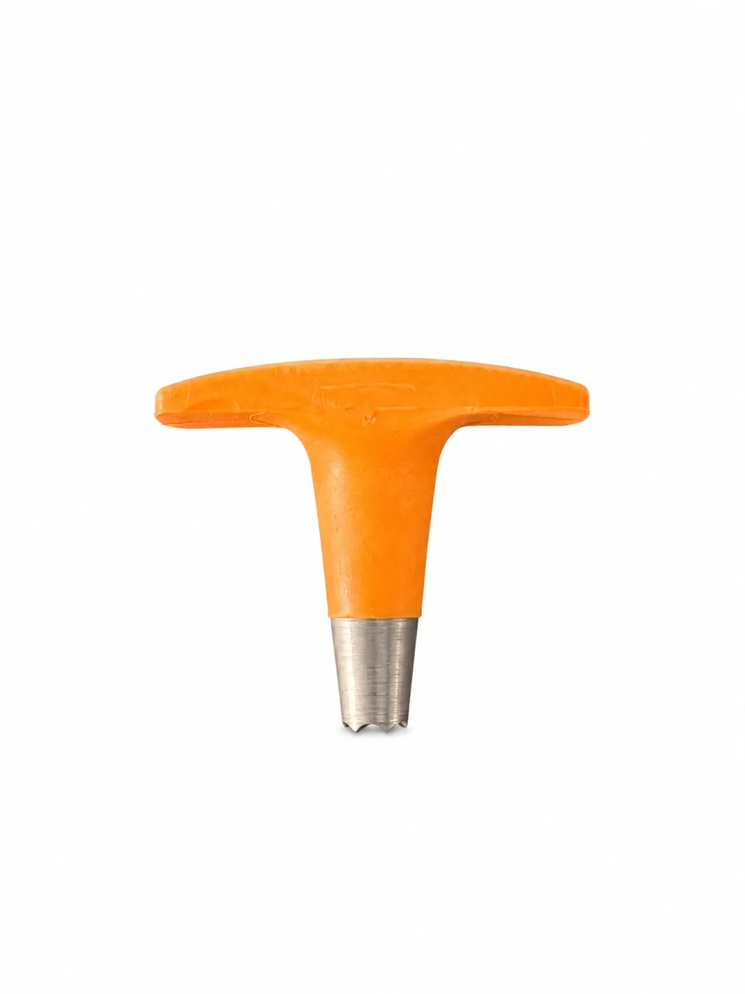 Furador padrão Spinmax de 10mm, com cabo laranja e ponta metálica, usado para abrir os furos da película