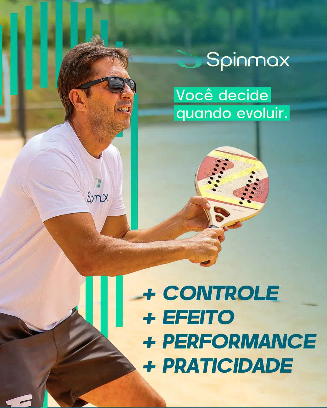 Detalhe de aplicação e cuidado com a raquete