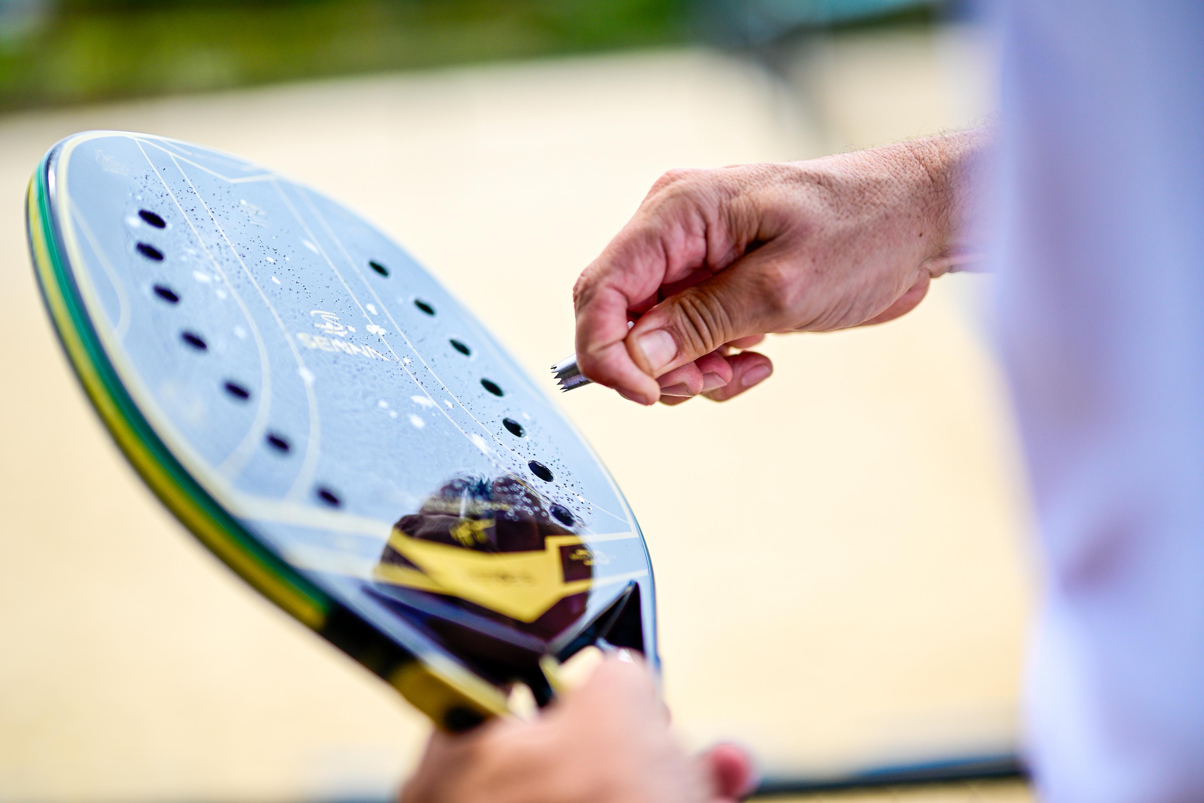 Raquete customização furo perfuração #4