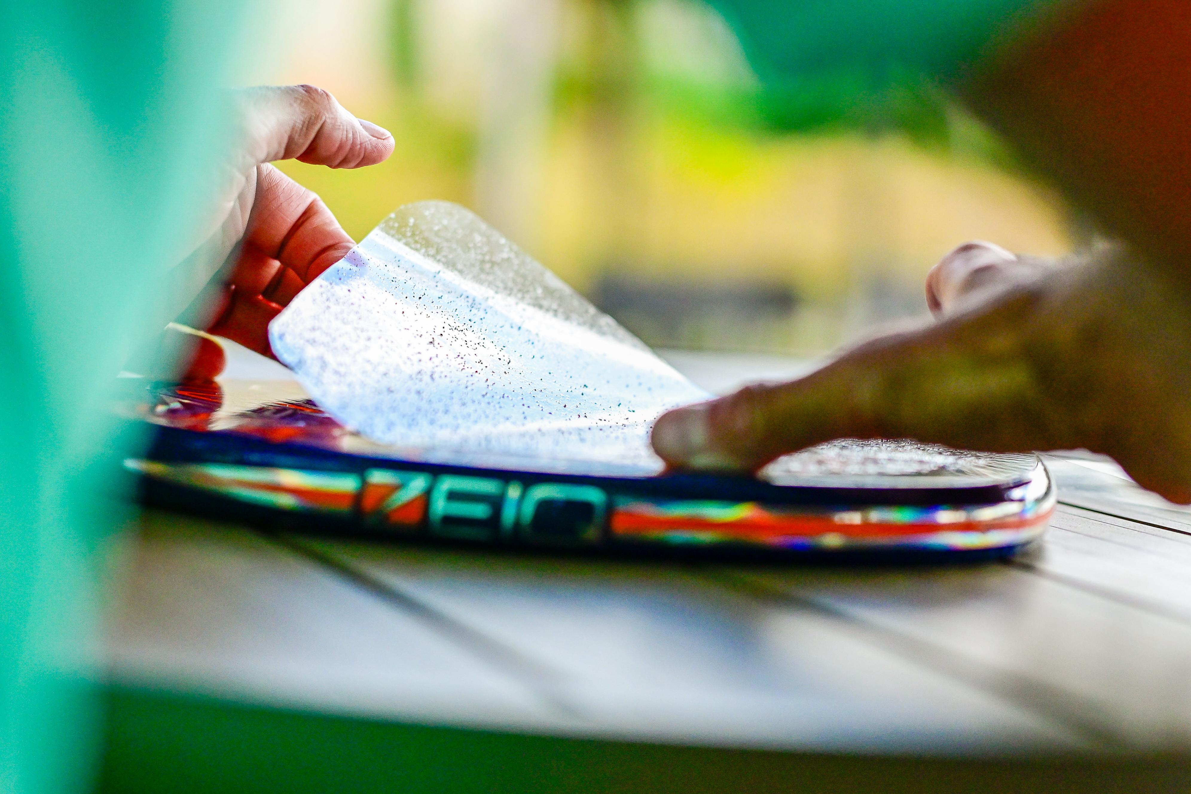 Raquete proteção película aplicação #1