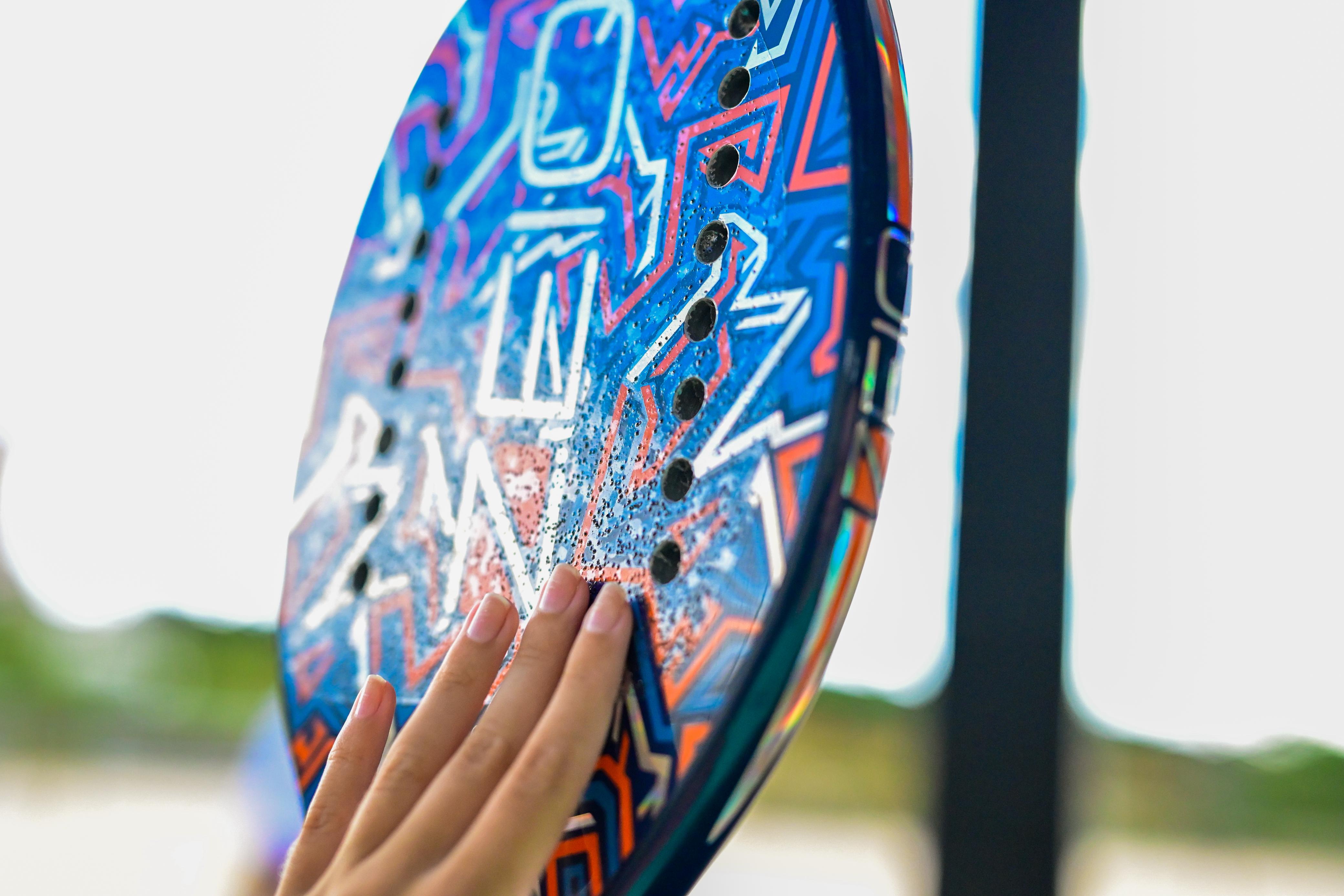 Raquete superfície detalhe mão